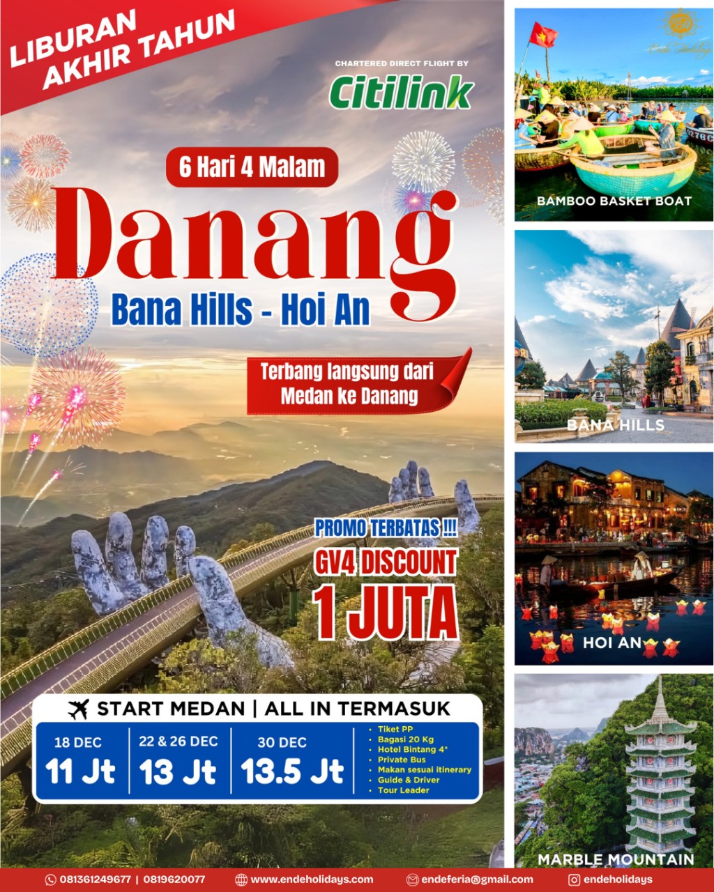 Paket Tour Danang - Bana Hills - Hoi An 6D4N