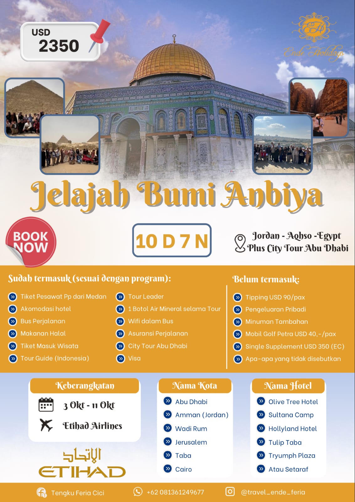 Jelajah Bumi Anbiya 10D7N - Jordan, Palestine, Egypt