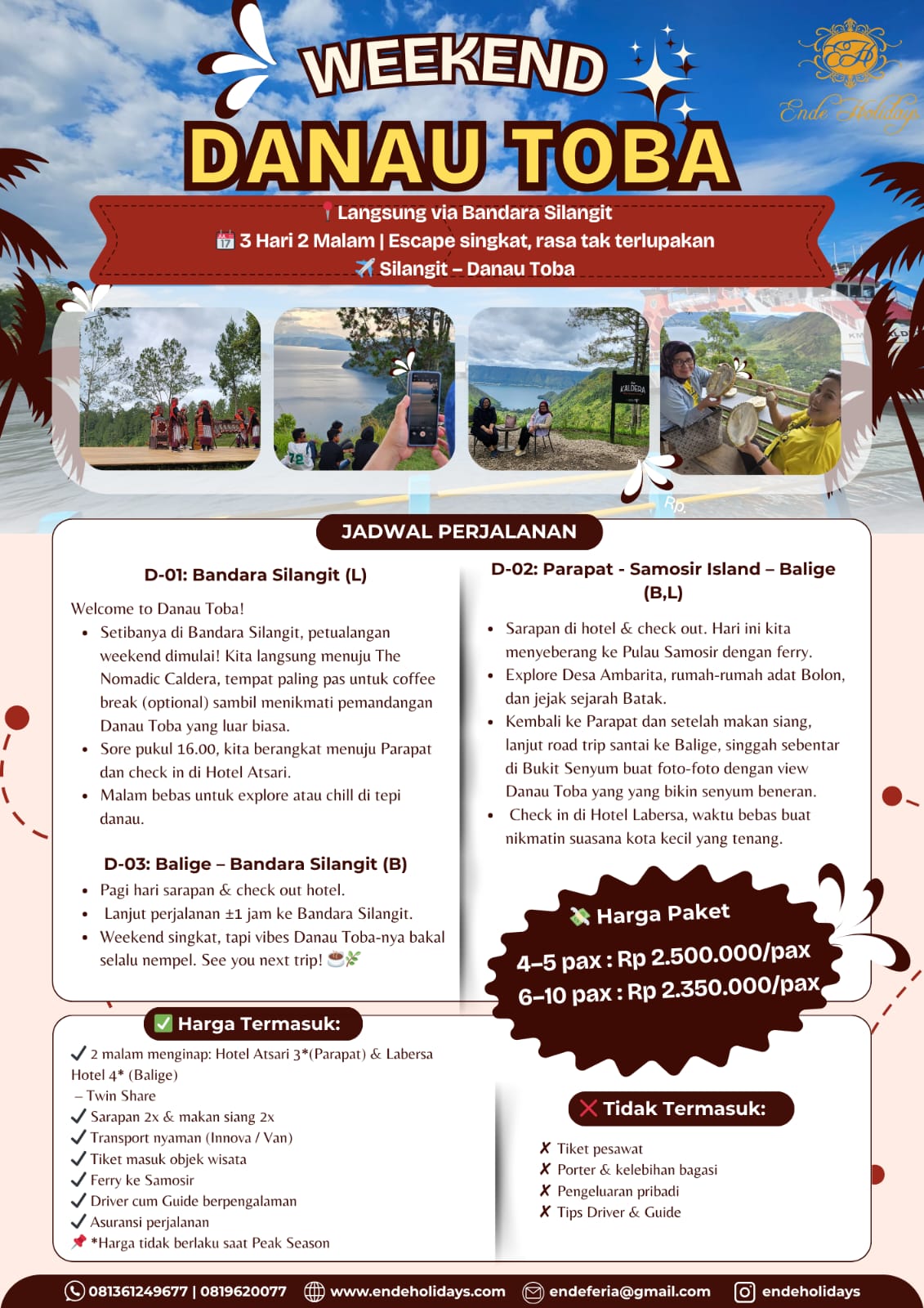 Weekend Danau Toba 3D2N via Silangit